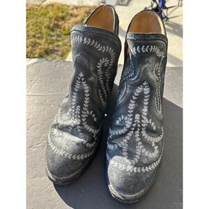 Shyanne Women's fleur de lis Black Embroidered Western Ankle Boots Size 12M